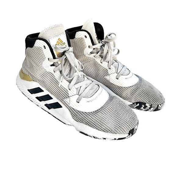 adidas Pro Bounce 2019 White Gold Metallic Basketball Sneakers Mens size 13 - Picture 2 of 11